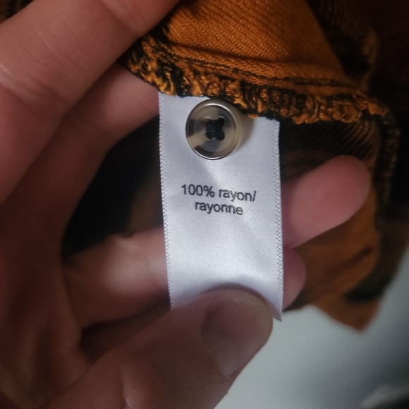 Maurices Women's Orange and Black Plaid Button-Down Shirt - Picture 6 of 10